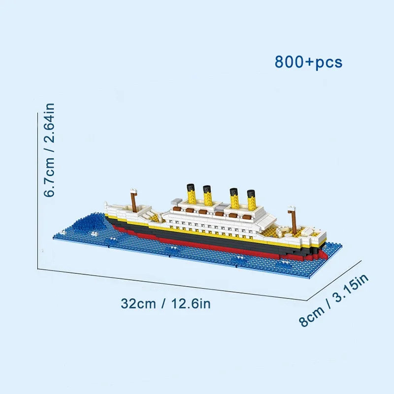 2025 MOC Creative Cruise Ship Micro Building Blocks DIY Tabletop Decoration Bricks Toys Titanic Model  Birthday Christmas Gifts