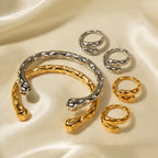 Asymmetry Sensuous Contemporary Statement Opening Ring Contours Bangle or Cuff Shape And Form Set Waterproof Jewelry Women