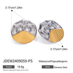 18k Gold Plated Vintage Threaded Concave Convex Irregular Earrings Stainless Steel Women Exquisite Jewelry Bijoux Femme