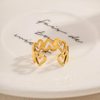 Hul design hjerte åben ring til kvinder Justerbar kærlighed rustfrit stål vandtæt smykker feriegave