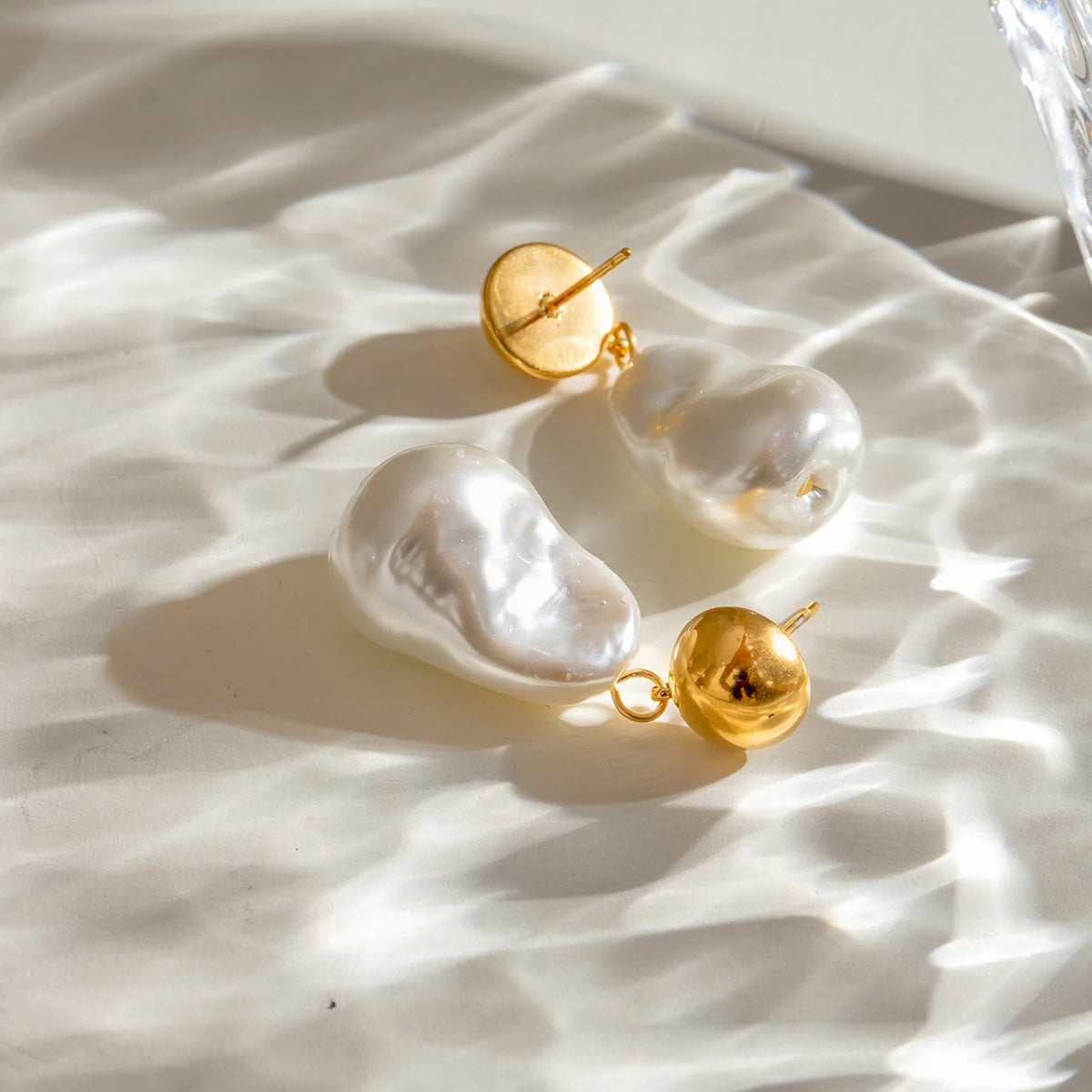 Minimalistische 18k vergoldete Vintage Barock Glas Perlen Ohrringe aus Edelstahl für Damen, rostfrei, exquisite Schmuck Bijoux