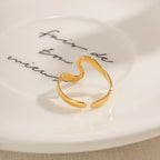 Edelstahl Unregelmäßiger Geometrischer Gebogener Offener Ring 18K Gold PVD-beschichtet Glatter Trendiger Modischer Charme-Ring Für Frauen