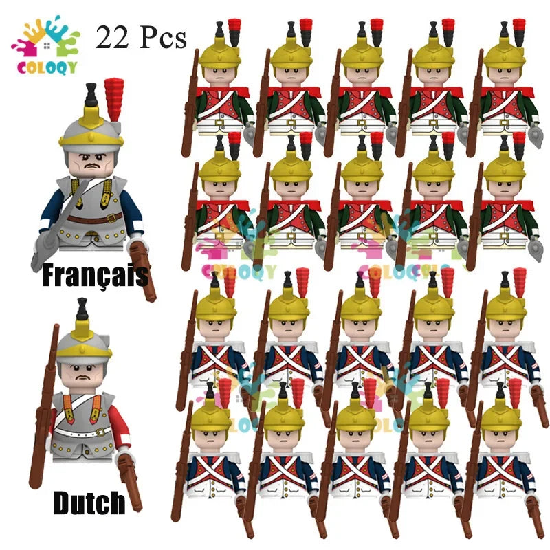 Kids Toys 22/10 Pcs Napoleonic Wars Military General Soldier Building Blocks Imperial Navy Figures Toys For Kids Birthday Gifts