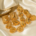 18K PVD forgyldt rustfrit stål Gevind kombinationsserie øreringe Metallic Series Charm Plettet Gratis Trendy smykker Bijoux