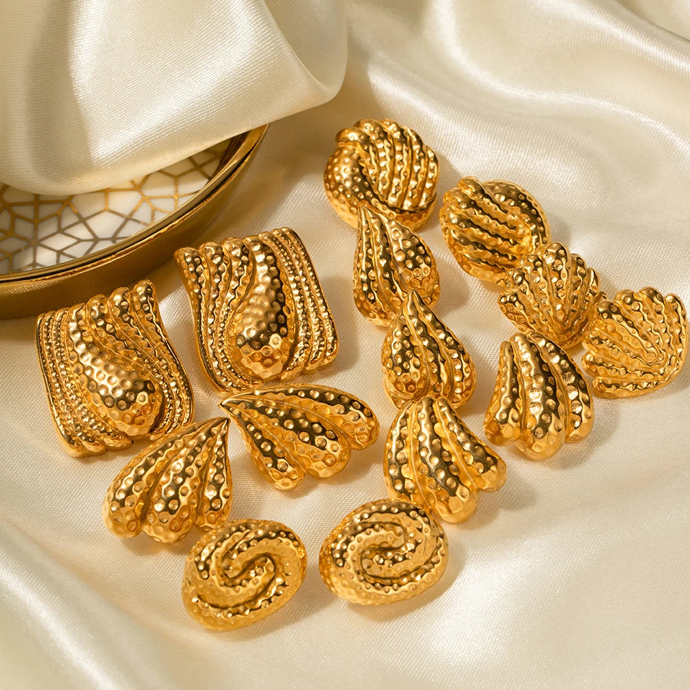 18K PVD forgyldt rustfrit stål Gevind kombinationsserie øreringe Metallic Series Charm Plettet Gratis Trendy smykker Bijoux