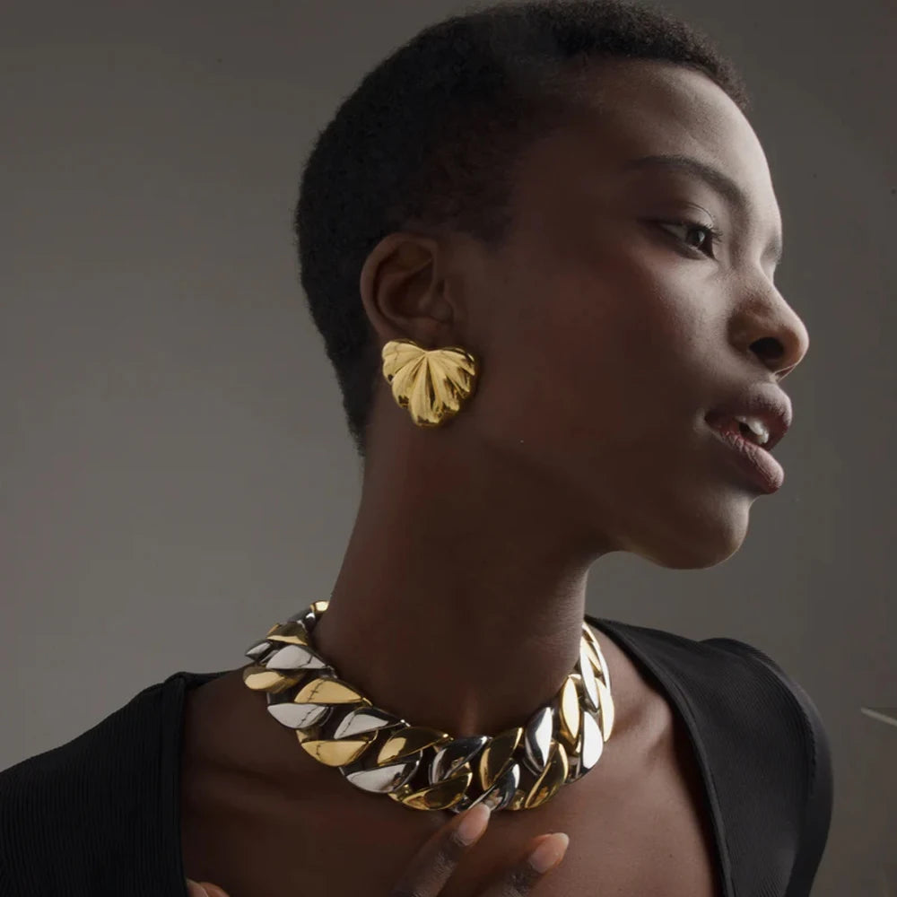 Charm Puffs Design 18K rustfrit stål Metal Rustfast Love Heart Buttede Croissant Øreringe Vandtætte stilfulde smykker