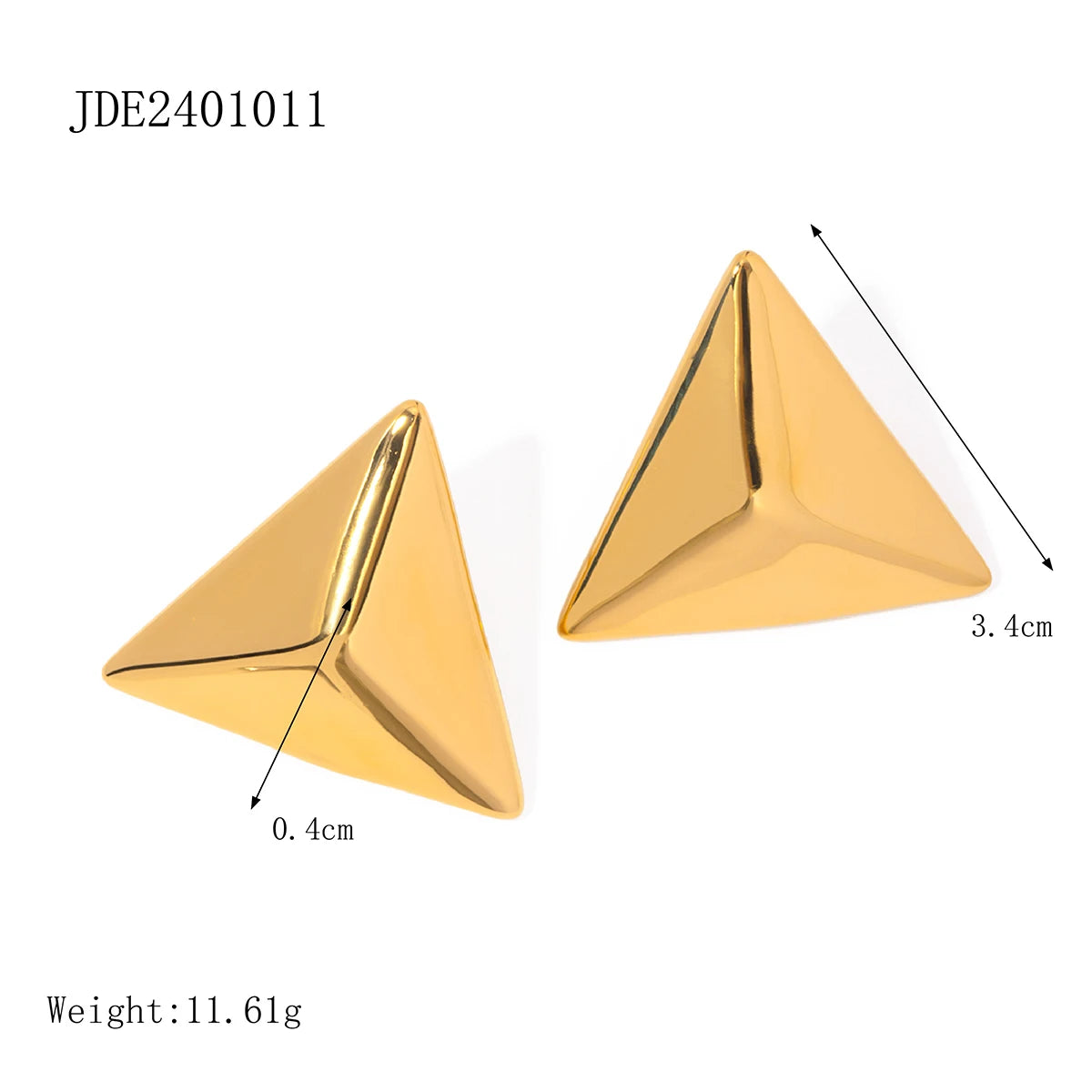 18k Gold Plated Stainless Steel Minimalist Fashion Smooth Triangle Design Earrings Prevent Allergy Trendy Charm Jewelry