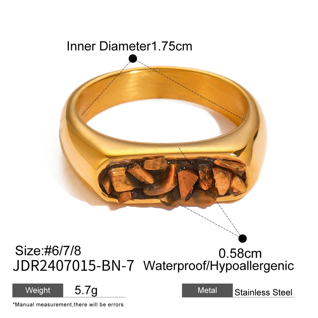 18k forgyldt rustfrit stål indlagt natursten Tigereye øreringe Halskæde serie Bijoux Femme vandtætte smykker