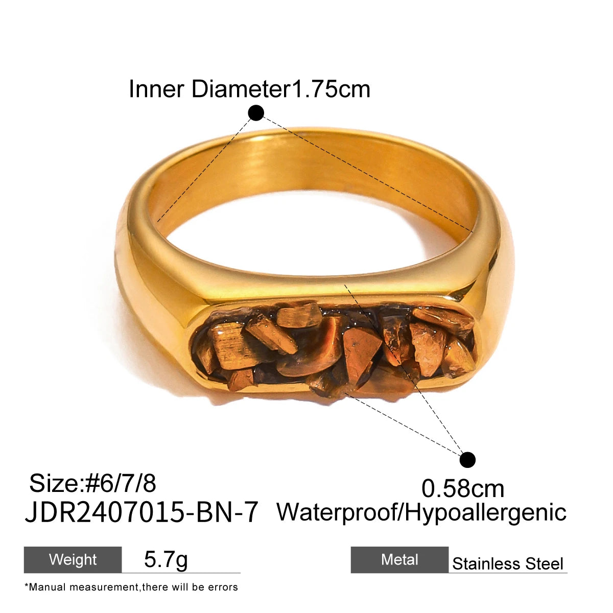 18k forgyldt rustfrit stål indlagt natursten Tigereye øreringe Halskæde serie Bijoux Femme vandtætte smykker