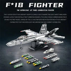 1387PCS Military F-18 Strike Fighter Aircraft Building Blocks MOC Carrier-Base Fighter Model Bricks Set Holiday Gifts Kids Toys