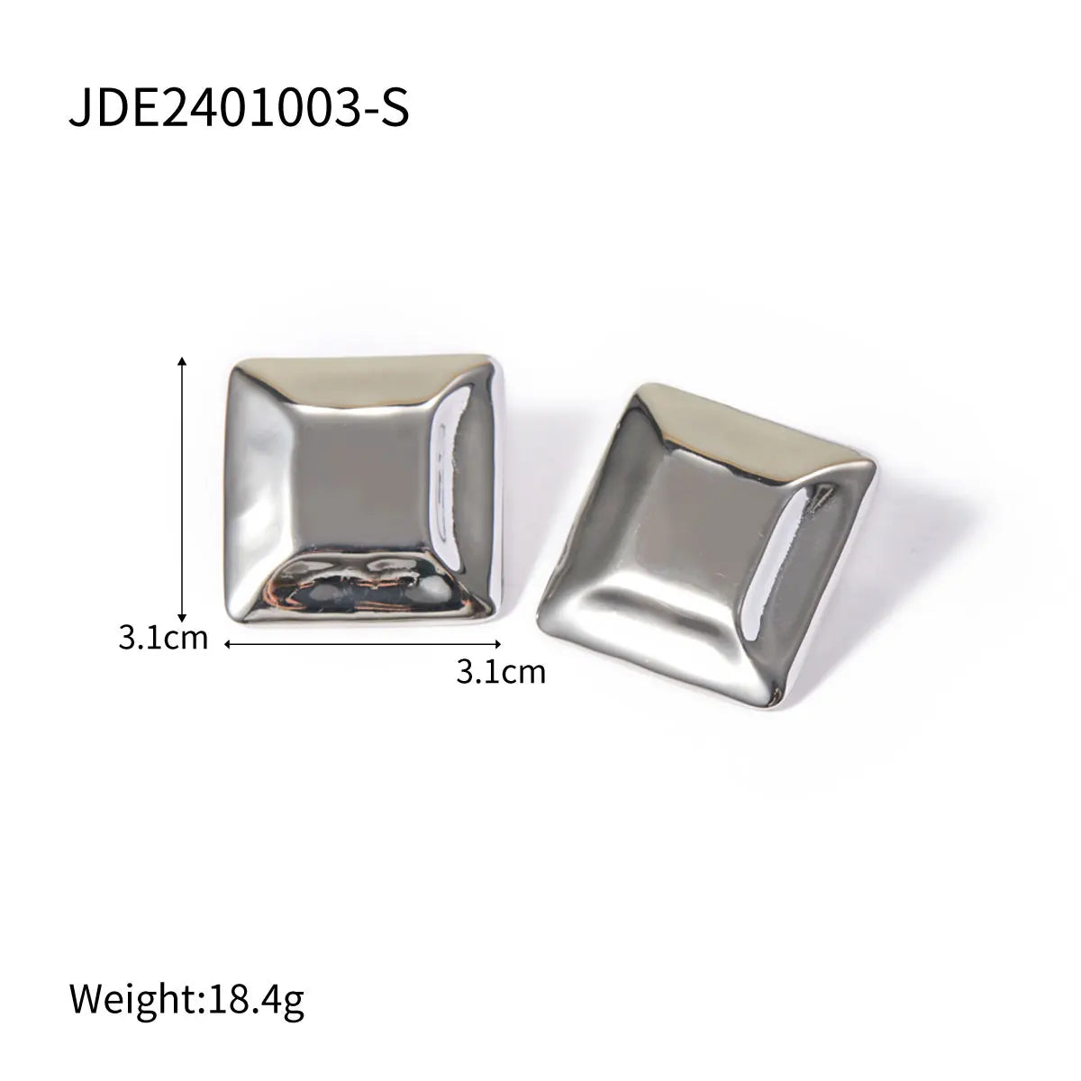 18K Gold Plated Stainless Steel Concave And Convex Square Earring Vintage Gold Silver Color Cute Jewelry Bijoux for Women Gift