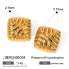 18K PVD-beschichtete trendige Ohrringe aus Edelstahl in quadratischer Form mit Muschelstruktur, wasserdicht, Schmuckanhänger für Frauen, Gala-Geschenk