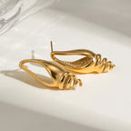 Roestvrijstalen eenvoudige kubieke lange uitsnede schelp oorbellen voorkomen allergie metaal 18K goud PVD gecoate sieraden bijoux cadeau