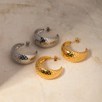 18k forgyldt rustfrit stål Lys Hyggeligt Unikt Design Fiskeskala C-formede Øreringe Rustfri Kvinder Bijoux Femme Gala Gave