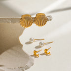 3 par pr. kort rustfrit stål delfinperleribbede skaløreringe 18K rustfrit stål højkvalitets damesmykker Bijoux