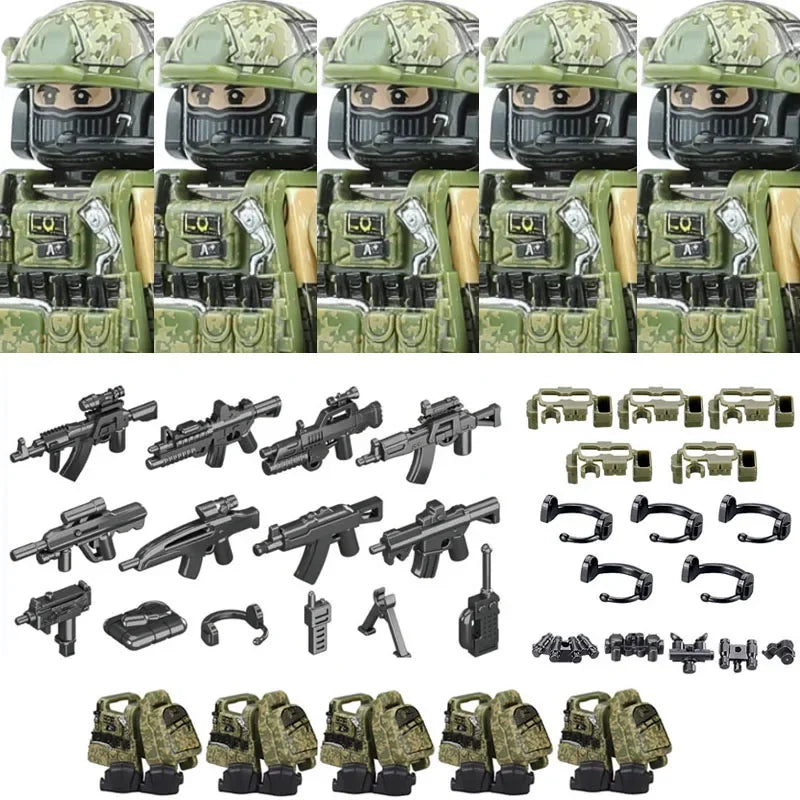 Military Special Forces MOC Building Block German KSK Special Forces Soldier Figure SWAT Army Gun Weapon Vest Backpack Brick Toy