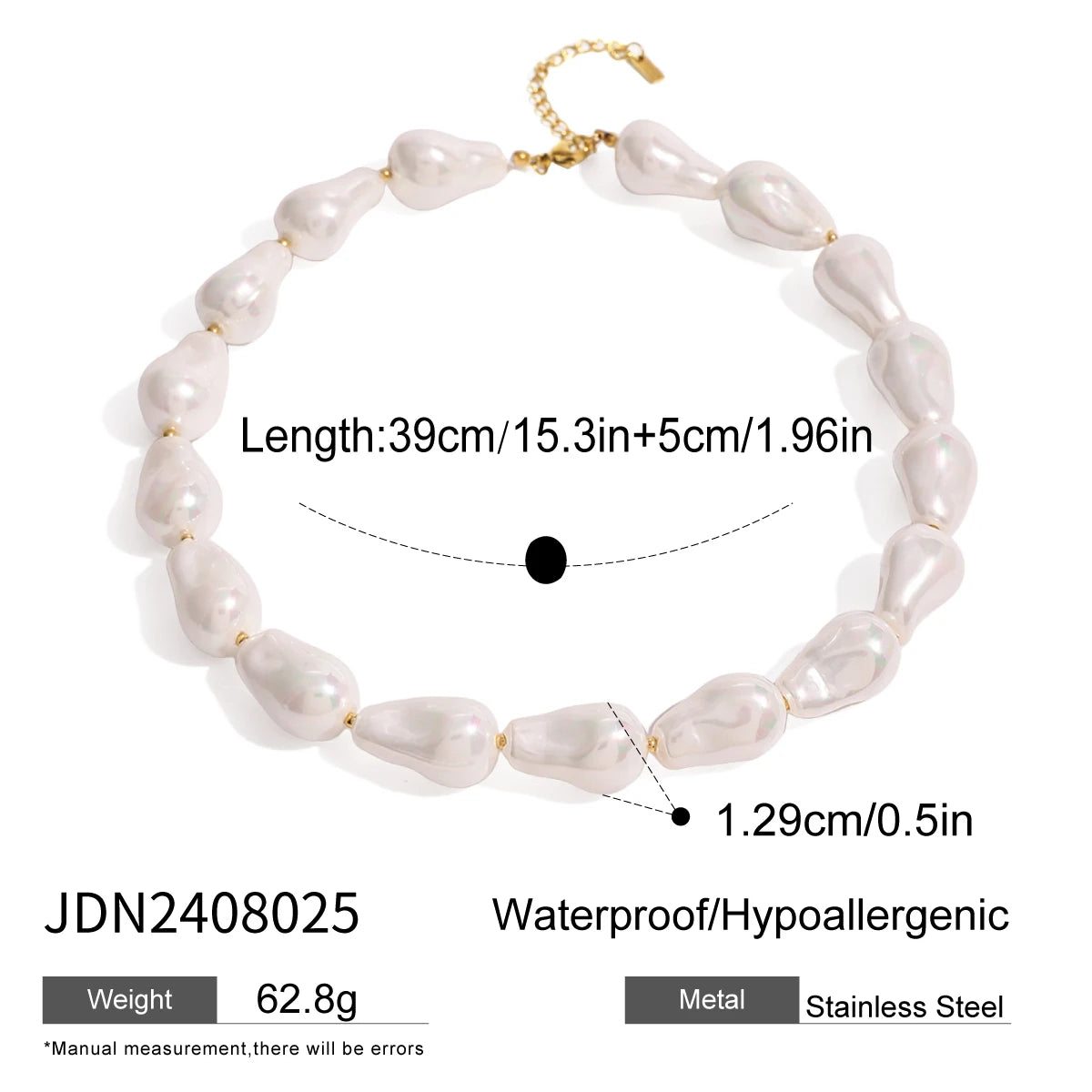 Minimalistische Edelstahl 18K Vintage Wassertropfenförmige schillernde Perlen Halskette Ohrringe rostfreie attraktive schicke Schmuck