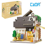 Cada LED City Japanese Street View Bricks Shop LED Japanese Steamed Bun House Architecture Building Blocks Summer Cafe Toys