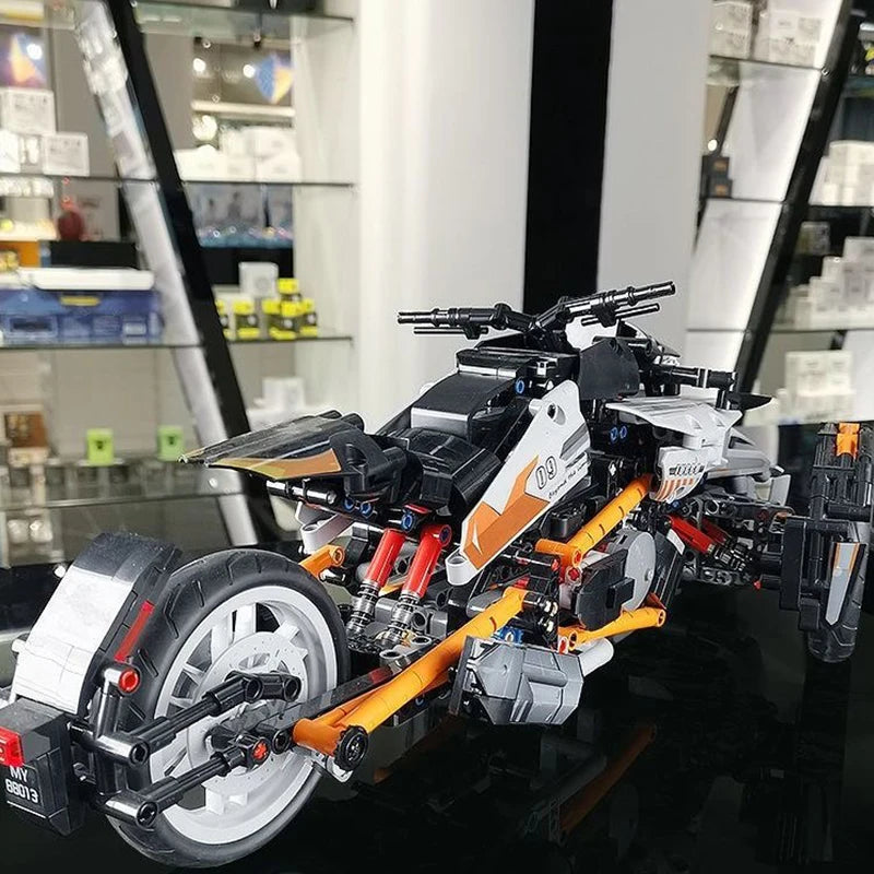 1228Pcs City Technical APP Remote Control Moter Power Motorcycle Building Block Bricks MOC Motorbike Model Boy Toy for Kids Gift