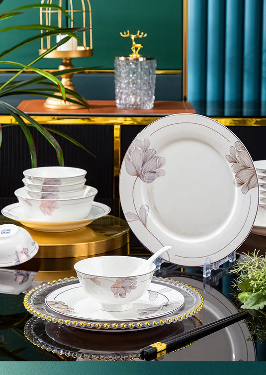 Vaisselle en porcelaine d'os de Jingdezhen, nouveaux bols, baguettes, plats, ensemble de bols et plats en céramique pour la maison de style chinois