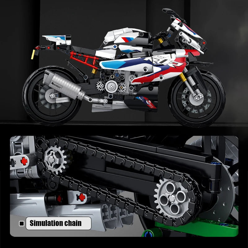 912Pcs City Technical Locomotive Motorcycle Building Blocks MOC Speed Supercar Motorbike Model Bricks Boy Toy for Childrens Gift