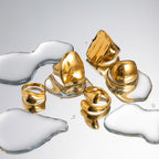 Anello chiuso irregolare concavo convesso in acciaio inossidabile per donna Anello geometrico alla moda in metallo 18 K Bagues Pour Femme Regalo