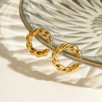 18k Goud Vergulde Roestvrijstalen Fijne Gladde Koordvormige Ronde Oorklem Dames Charmante Waterdichte Statement Sieraden