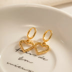 Hul design rustfrit stål hjerte drop øreringe til kvinder kreativ kærlighed vandtæt smykker ferie gave