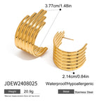 18K forgyldt rustfrit stål Glat uregelmæssig bump øreringe Kvinder Charms Metal Tekstur Vandtæt Smykker Gala Gave