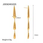 18K Stainless Steel Metal Rust Proof New Trendy Personality Water Drop Shaped Pendant Earrings Stylish Waterproof Jewelry Women