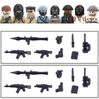 City Accessories MOC Villain Gangster Figures Building Block Modern Soldier Mask Helmet Guns Bazooka Military Weapon Bricks Toys