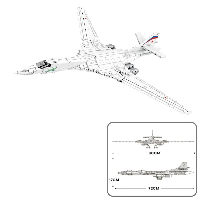 1598PCS Military Tu-160 Bomber Model Building Blocks Air Force Aircraft Fighter Bricks Toys Creative Desktop Ornaments Kids Gift