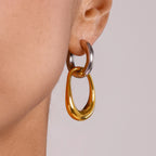 Minimalist 18k Altın Kaplama Paslanmaz Çelik Renk Uyumlu Boş Pendant Daire Şeklinde Küpe Kadın Trendy Charm Takı Bijoux