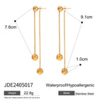 Vandtæt metal tekstur rustfrit stål kæde rund stål perle øreringe 18K guldbelagt charme mode smykker Bijoux Femme