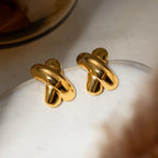 Stainless Steel Wide X-shaped Vintage Stud Earrings PVD 18k Plated High Quality Free Temperament Charm Jewelry for Women - Grand Goldman