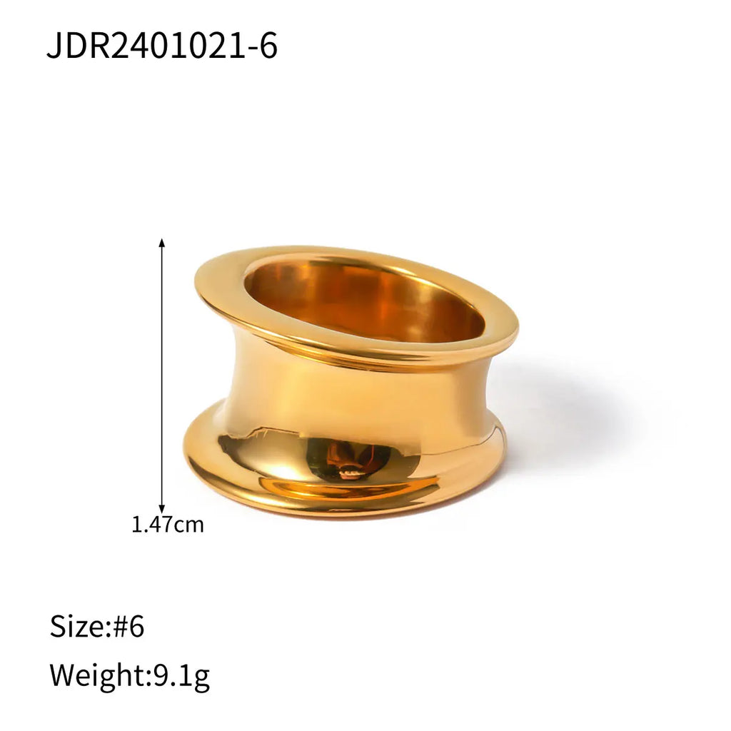 Anillo cerrado liso ancho con protuberancia minimalista de fundición de acero inoxidable y oro de 18k, a prueba de óxido, para mujer, con encanto moderno, elegante y de moda, regalo para gala