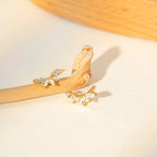 18 K forgyldt rustfrit stål Blomsterøreringe Indlæg Zirkon Metal Gylden Charm Sommer Smykker Vandtæt Tilbehør Bijoux Femme