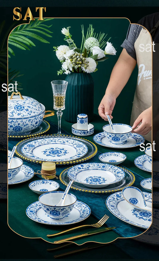 Wholesale European Simple Fengyu Classic Enamel Porcelain Dinnerware Sets