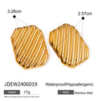 Vintage 18k Gold Plated Irregular Wave Wrinkle Metal Texture Stud Earrings Steel Women Prevent Allergenic Trendy Jewelry