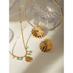 18K PVD-belagt rustfrit stål Simple Shell Sticky Starfish Stud øreringe Vandtætte højkvalitets attraktive kvinders smykker