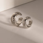 Couleur acier Acier inoxydable Luxe discret Clips d'oreille épais en forme de C Minimaliste Résistants au ternissement Bijoux d'oreille pour femmes Cadeau de fête