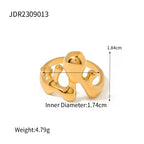 Edelstahl Unregelmäßiger Geometrischer Flüssiger Schmelz Offener Ring 18K Gold PVD Beschichtet Glatt Trendiger Modischer Charme Ring Für Frauen