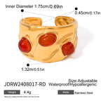 Креативное кольцо из нержавеющей стали с геометрическим круглым гладким отверстием, инкрустация агатом, позолоченное 18К, женское, антиаллергенное, модное украшение