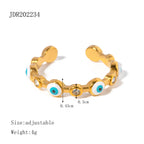 2024 Delicate Bling Stainless Steel The Devil's Eye Design Opening Fashion Ring Gold Color Texture Trend Jewelry for Women - Grand Goldman