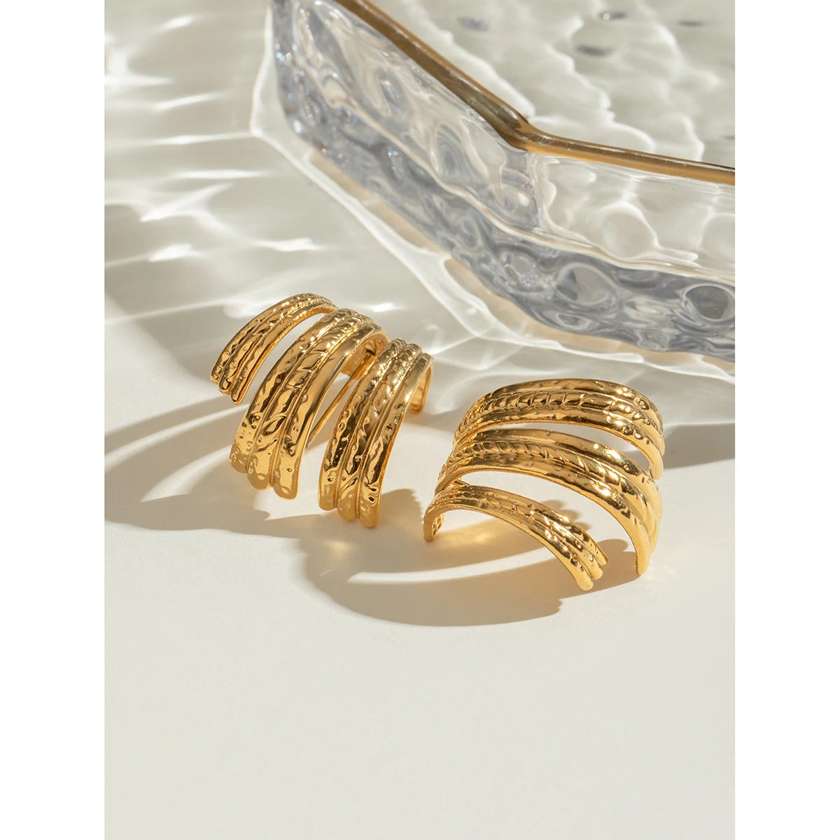 18K rustfrit stål Uregelmæssig Vintage Hammer Grain Twist Øreringe Vandtæt Kreativ Moderne Smykker Kvinder Bijoux Gave