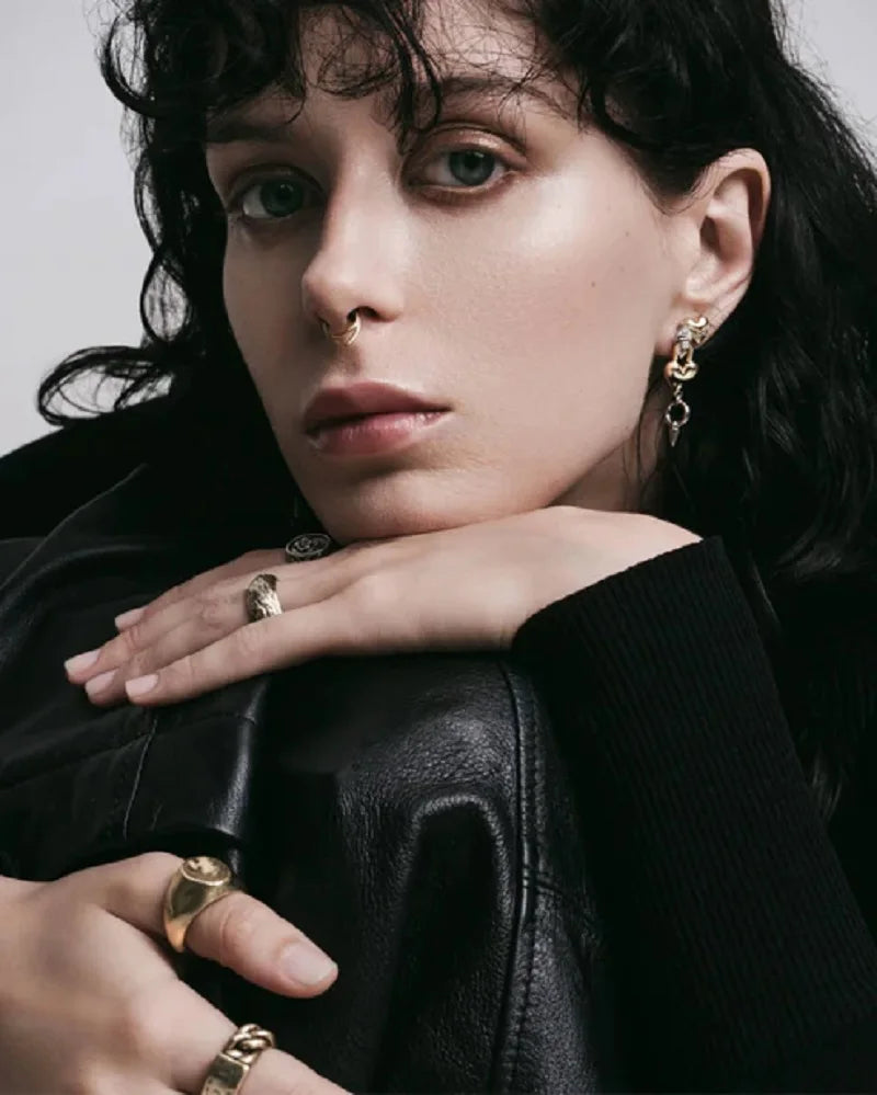 گوشواره‌های زنجیری مخروطی قفل قلب عشق از جنس استیل ضد زنگ با روکش طلای 18 عیار مینیمالیستی برای زنان، جلوگیری از حساسیت، جواهرات جذاب