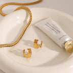 Creative 18K Goud Vergulde Roestvrijstalen Geometrische Paar Bloem Oorclip Dames Anti Allergische Sieraden Gala Geschenk