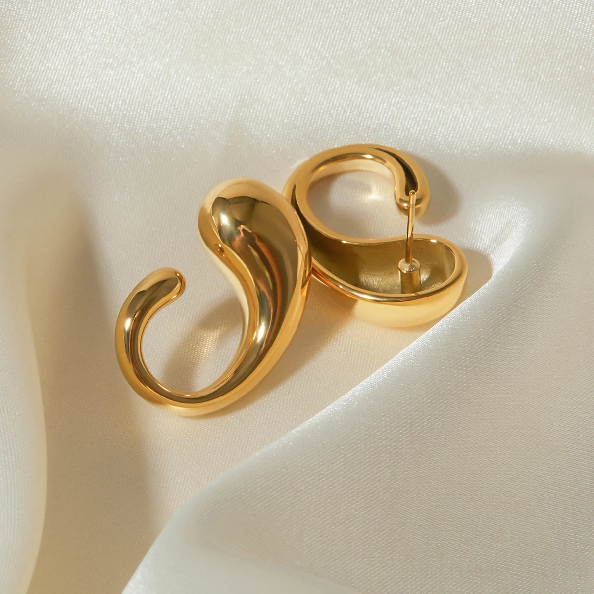 18k vergoldete, zarte Ohrringe aus Edelstahl in Wassertropfenform, leicht, gemütlich, rostfrei, temperamentvoll, Bijoux Femme Gala Geschenk