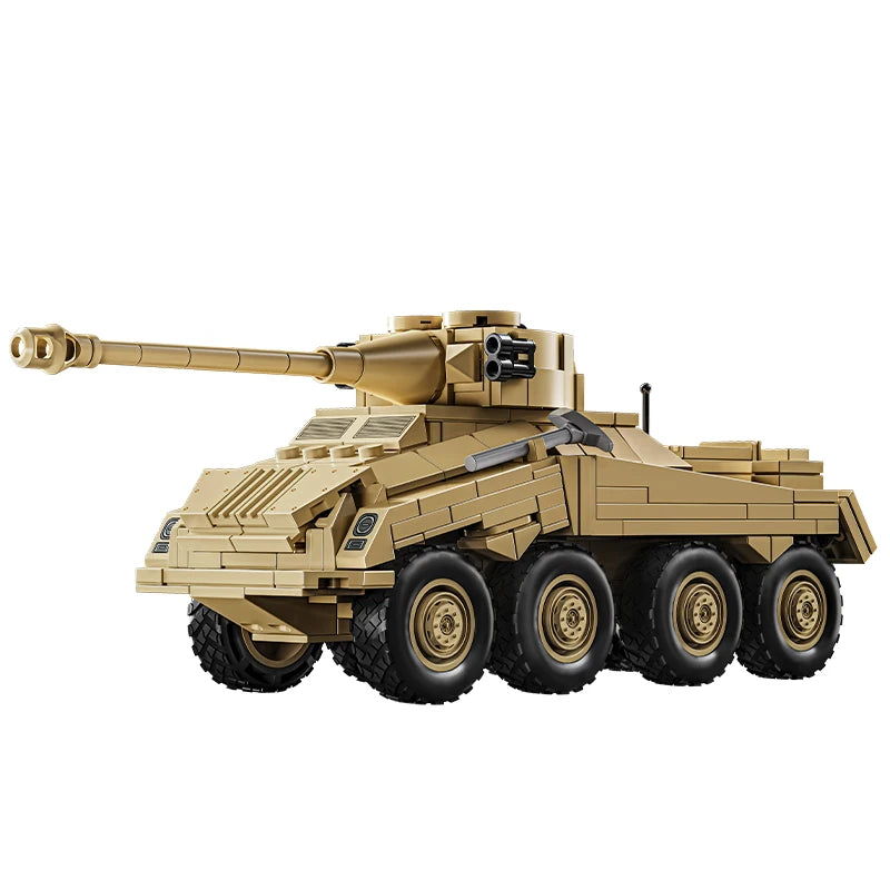 WW2 Military Army Soldiers World War 2 Sd.Kfz.234 Heavy Armored Vehicle Model Building Blocks Bricks MOC Children's DIY Toys