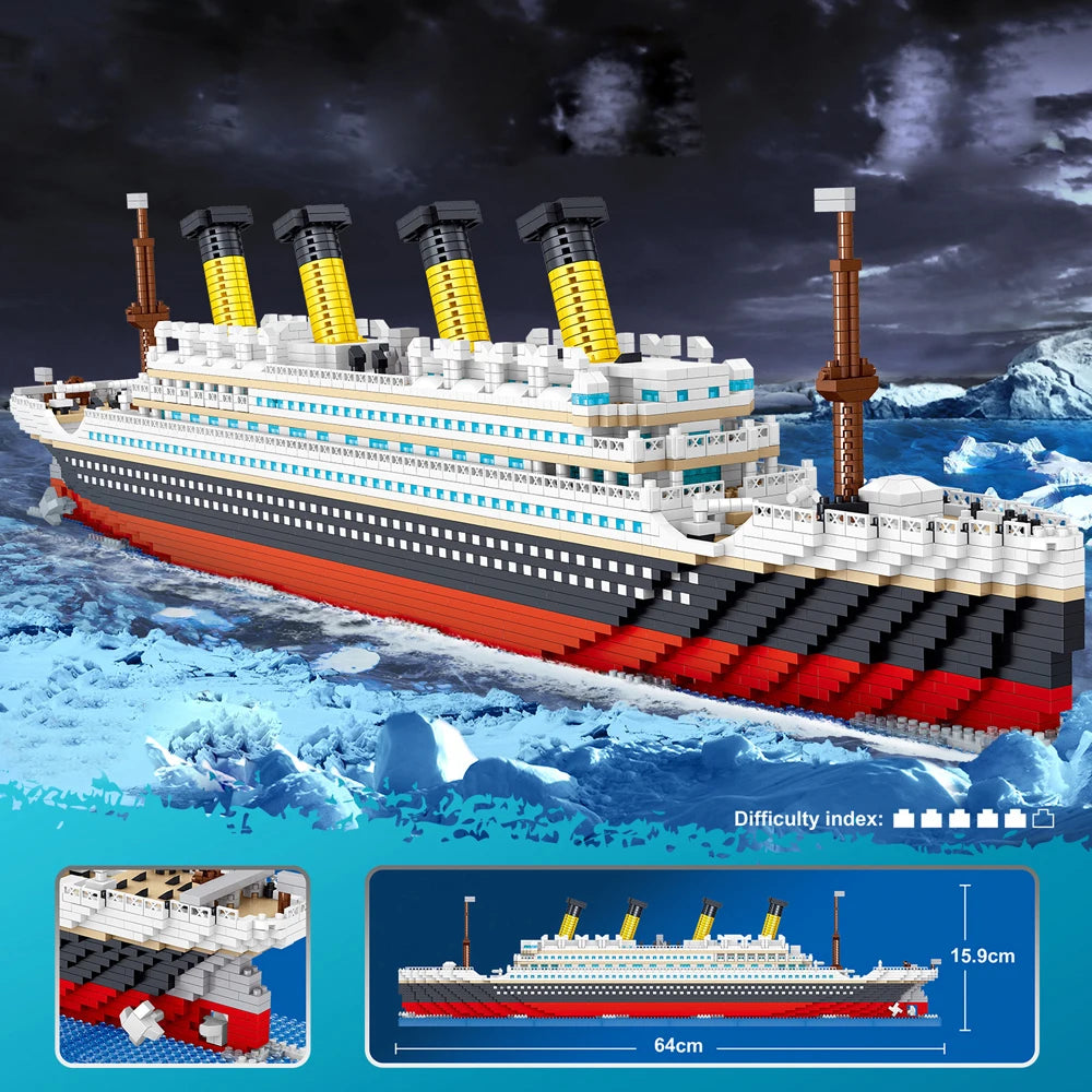 Titanic Micro Mini Brick Building Kit-3D Model Toys Set,Perfect Gift for Friends Who Love Historical Models  Unique Home Decor
